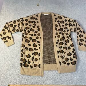 My blonde ambitions open front leopard print cardigan 2 front pockets size S/M